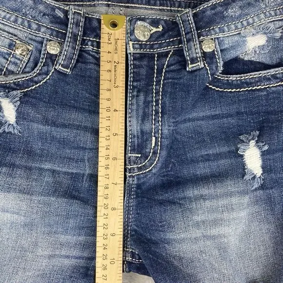 Miss Me Jean Shorts Womens Heaven Mid Short Cut Off Blue‎ Size 28 - Picture 5 of 12